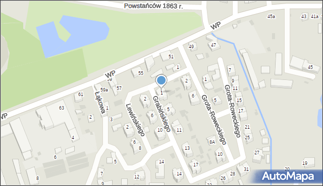 Wieluń, Grabińskiego-Pomiana, mjr., 1, mapa Wieluń