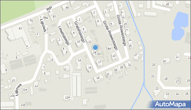 Wieluń, Grabińskiego-Pomiana, mjr., 15, mapa Wieluń