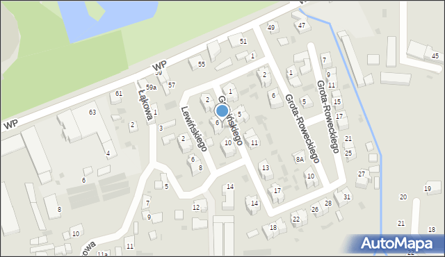 Wieluń, Grabińskiego-Pomiana, mjr., 8, mapa Wieluń