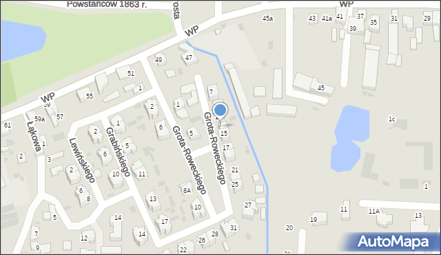 Wieluń, Grota-Roweckiego Stefana, gen., 13, mapa Wieluń