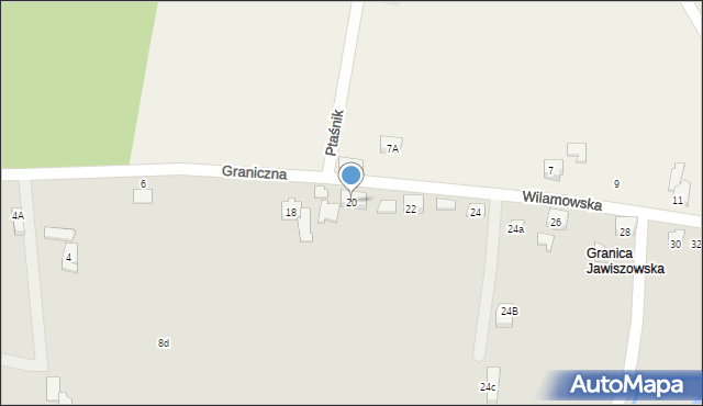 Wilamowice, Graniczna, 20, mapa Wilamowice