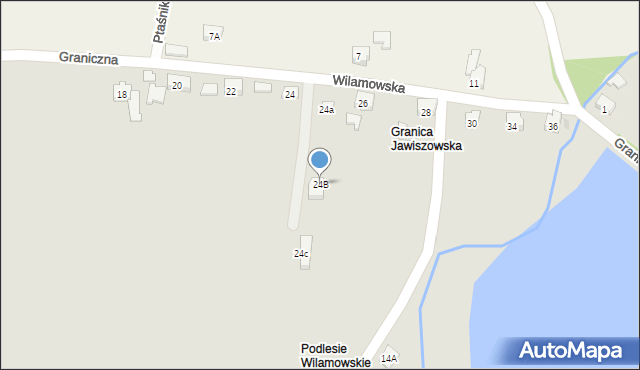 Wilamowice, Graniczna, 24B, mapa Wilamowice