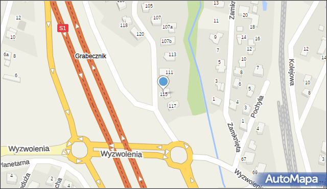 Wilkowice, Grabecznik, 115, mapa Wilkowice