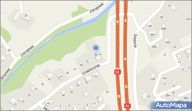 Wilkowice, Grabecznik, 53, mapa Wilkowice