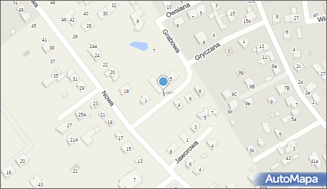 Wiry, Grabowa, 3, mapa Wiry