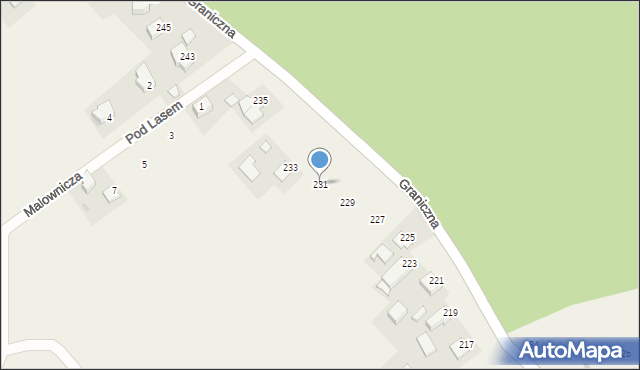 Wola Zachariaszowska, Graniczna, 231, mapa Wola Zachariaszowska