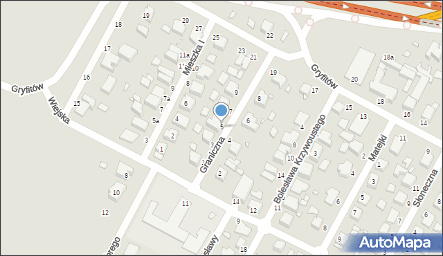 Wolin, Graniczna, 5, mapa Wolin