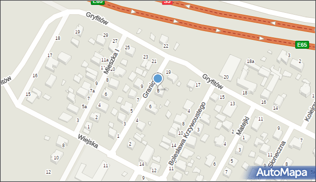 Wolin, Graniczna, 8, mapa Wolin