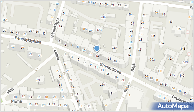 Wrocław, Grunwaldzka, 14, mapa Wrocławia