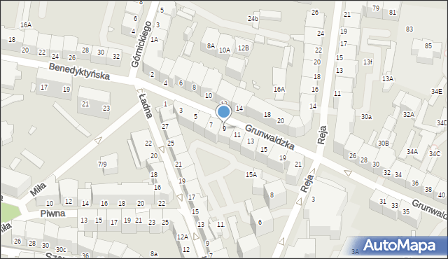 Wrocław, Grunwaldzka, 9, mapa Wrocławia