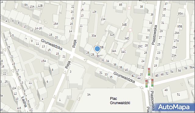 Wrocław, Grunwaldzka, 30, mapa Wrocławia
