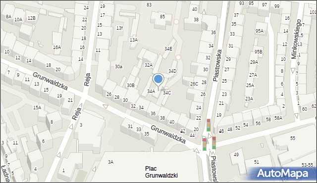 Wrocław, Grunwaldzka, 34B, mapa Wrocławia