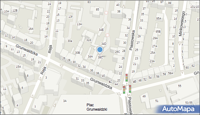 Wrocław, Grunwaldzka, 34C, mapa Wrocławia