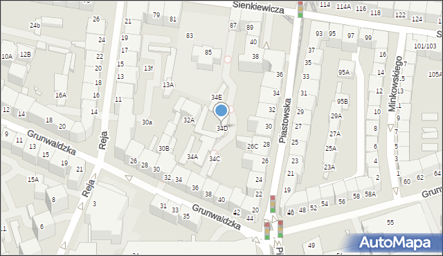 Wrocław, Grunwaldzka, 34D, mapa Wrocławia