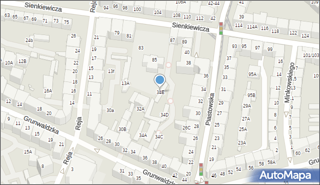 Wrocław, Grunwaldzka, 34E, mapa Wrocławia