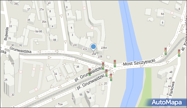 Wrocław, Grunwaldzka, 104, mapa Wrocławia