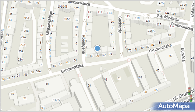 Wrocław, Grunwaldzka, 70, mapa Wrocławia