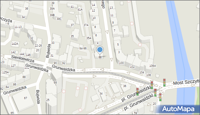 Wrocław, Grunwaldzka, 98, mapa Wrocławia