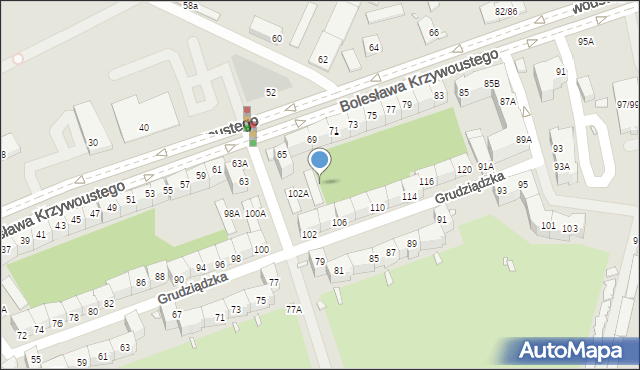 Wrocław, Grudziądzka, 102B, mapa Wrocławia