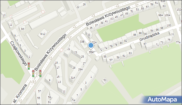 Wrocław, Grudziądzka, 55A, mapa Wrocławia