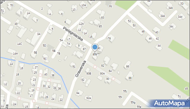 Wrocław, Grawerska, 80b, mapa Wrocławia