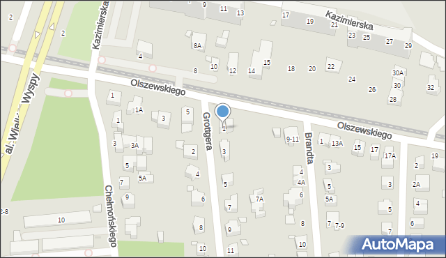 Wrocław, Grottgera Artura, 1, mapa Wrocławia