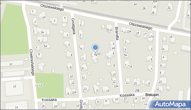 Wrocław, Grottgera Artura, 7A, mapa Wrocławia