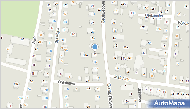 Wrocław, Grota-Roweckiego Stefana, gen., 33, mapa Wrocławia
