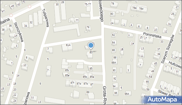 Wrocław, Grota-Roweckiego Stefana, gen., 83, mapa Wrocławia