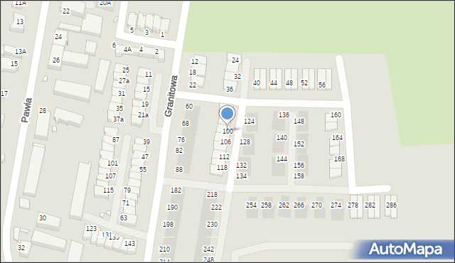 Wrocław, Granitowa, 100, mapa Wrocławia