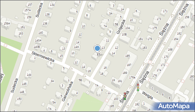Wrocław, Grójecka, 15A, mapa Wrocławia