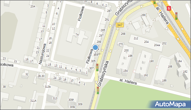 Wrocław, Grabiszyńska, 303, mapa Wrocławia
