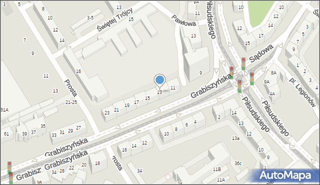 Wrocław, Grabiszyńska, 13, mapa Wrocławia