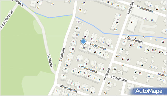 Wrocław, Grybowska, 26, mapa Wrocławia