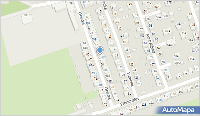 Wrocław, Grecka, 64B, mapa Wrocławia