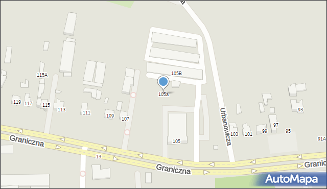 Wrocław, Graniczna, 105a, mapa Wrocławia