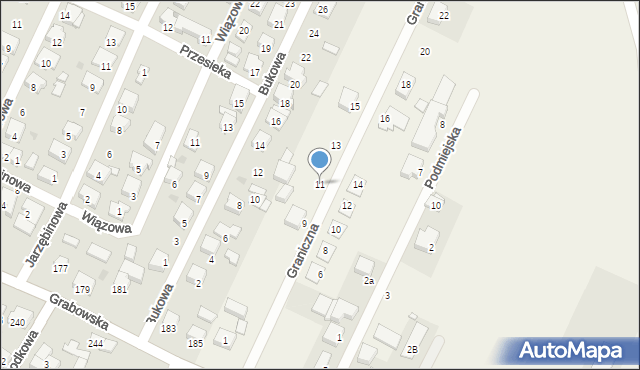 Wtórek, Graniczna, 11, mapa Wtórek