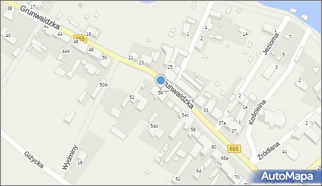 Wydminy, Grunwaldzka, 54, mapa Wydminy