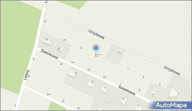 Wysoka Kamieńska, Grzybowa, 11, mapa Wysoka Kamieńska