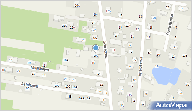 Żabieniec, Graniczna, 16c, mapa Żabieniec