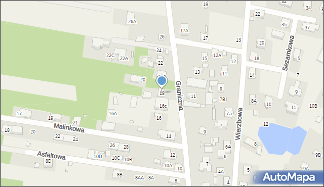 Żabieniec, Graniczna, 18, mapa Żabieniec