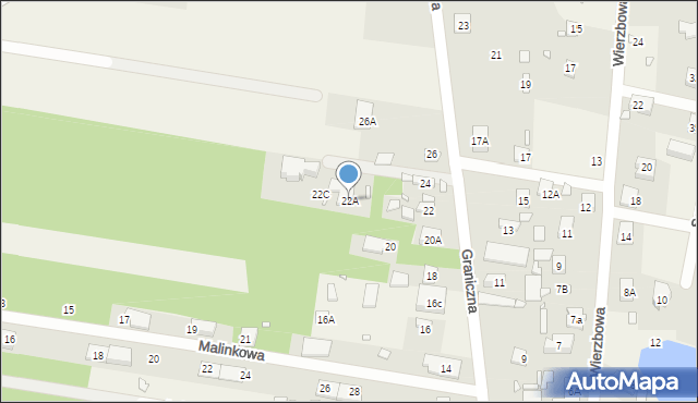 Żabieniec, Graniczna, 22A, mapa Żabieniec