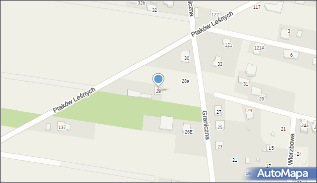 Żabieniec, Graniczna, 28, mapa Żabieniec