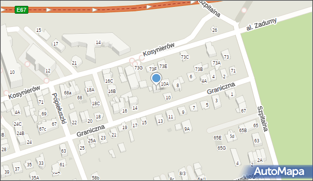 Ząbki, Graniczna, 12, mapa Ząbki