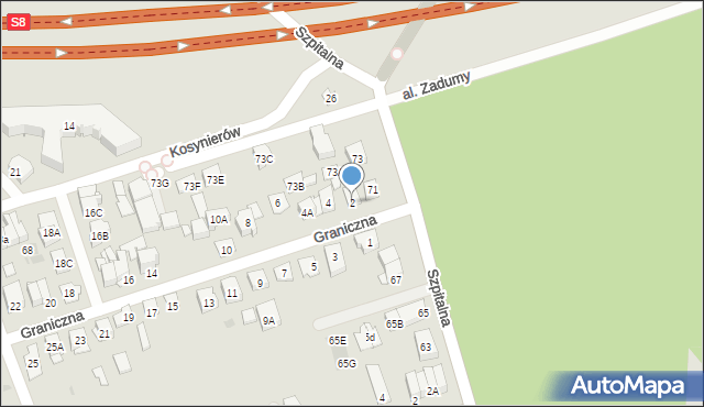 Ząbki, Graniczna, 2, mapa Ząbki