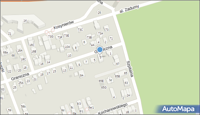 Ząbki, Graniczna, 3, mapa Ząbki