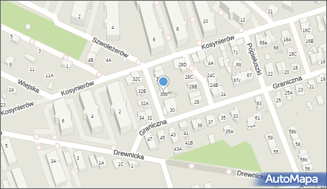 Ząbki, Graniczna, 30b, mapa Ząbki