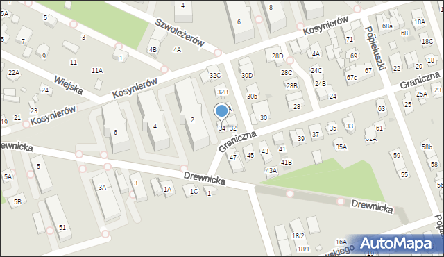 Ząbki, Graniczna, 34, mapa Ząbki