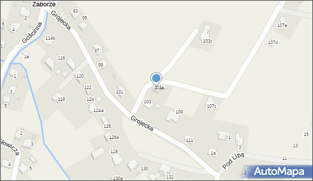 Zaborze, Grojecka, 105, mapa Zaborze