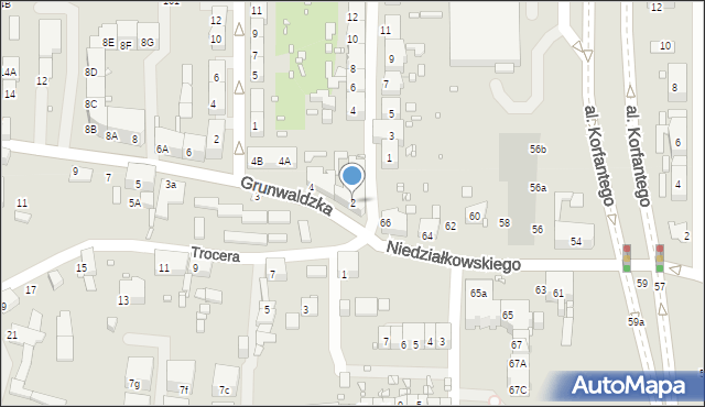 Zabrze, Grunwaldzka, 2, mapa Zabrza